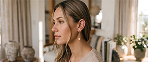 earring stack on left ear of model alara bozeman montana