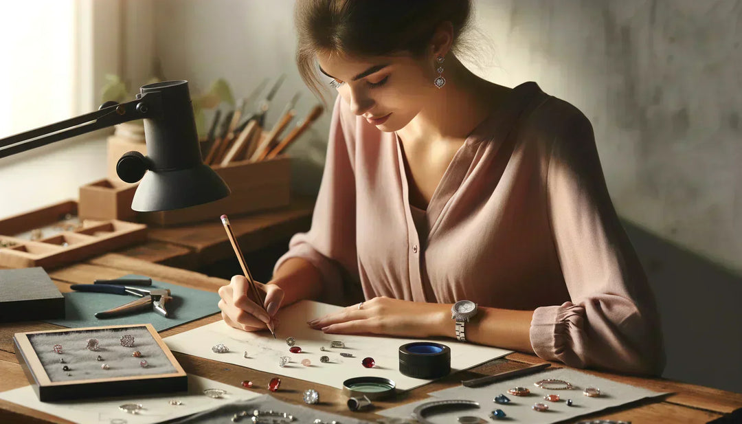 Jeweler sketching a custom jewelry design by hand