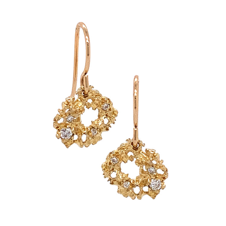 Nebula 14k yellow gold and diamond earrings.