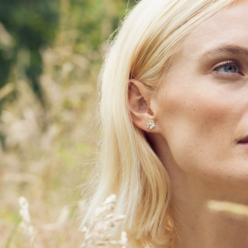 Gold Vermeil & Silver Daisy Earring