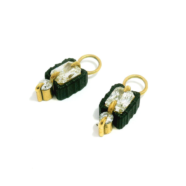 Cobalt Chrome and Gold Earring Charms with Diamonds