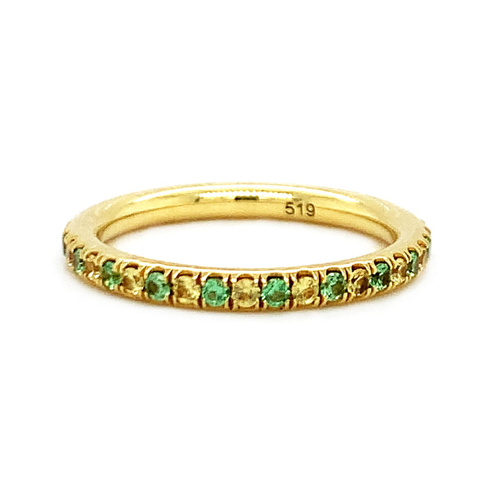 Tsavorite Garnet & Yellow Sapphire Ring - "Clover Sun"