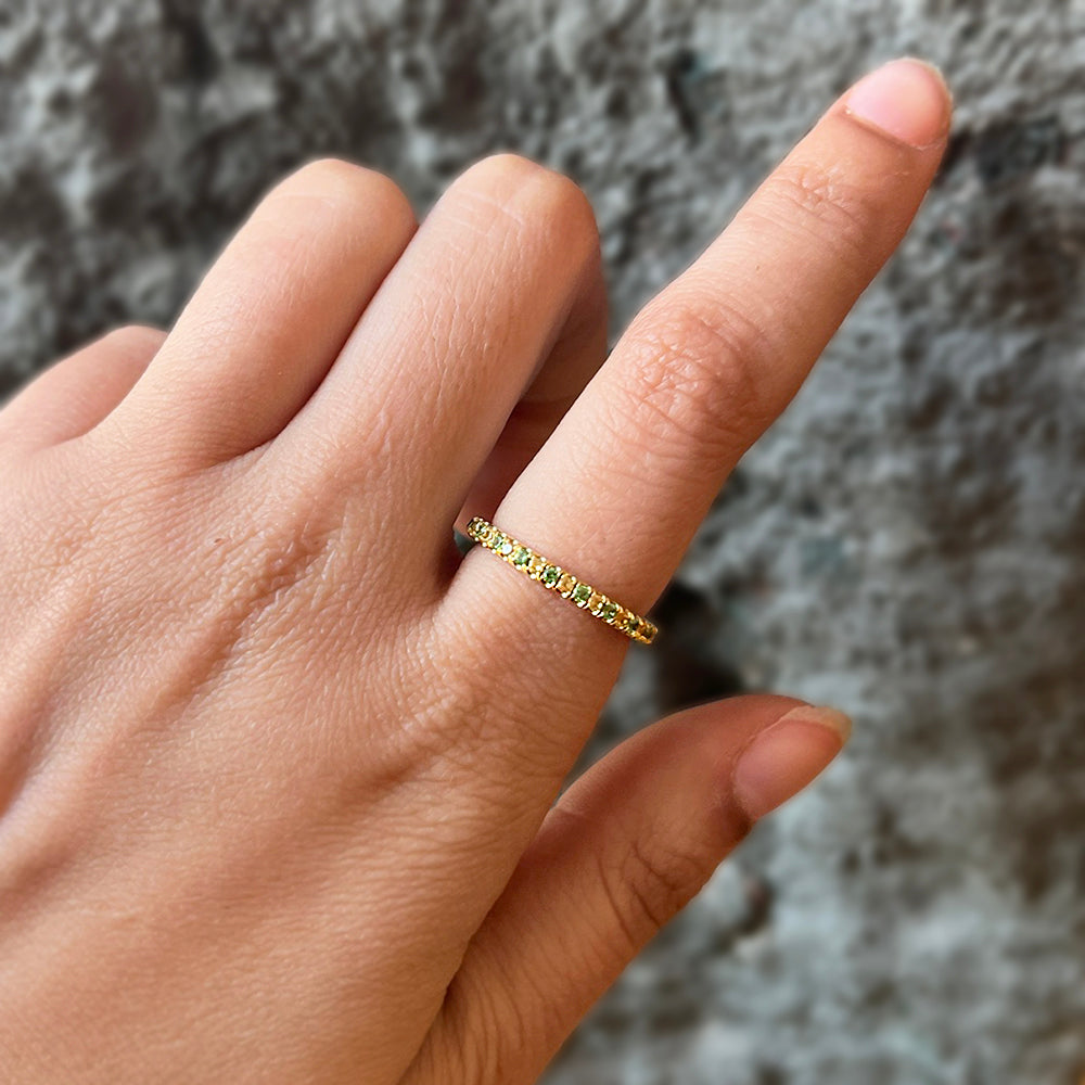 Tsavorite Garnet & Yellow Sapphire Ring - "Clover Sun"