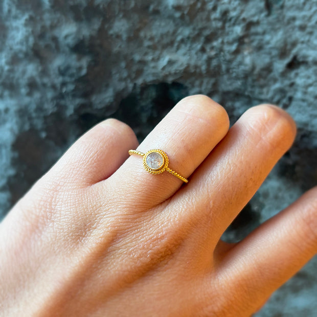 Yellow Gold & Grey Rose Cut Diamond Ring - "Crepuscular"