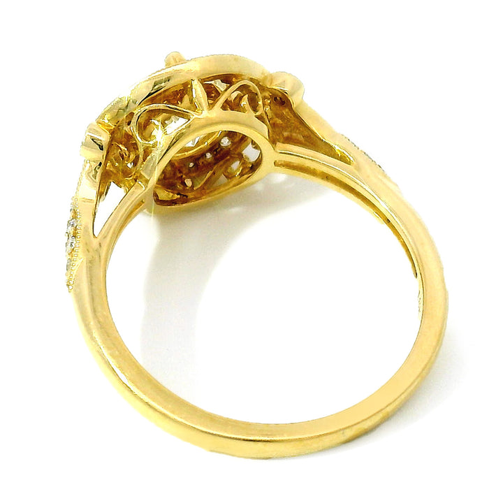 Diamond Halo & Yellow Gold Ring - "Eternal Love"
