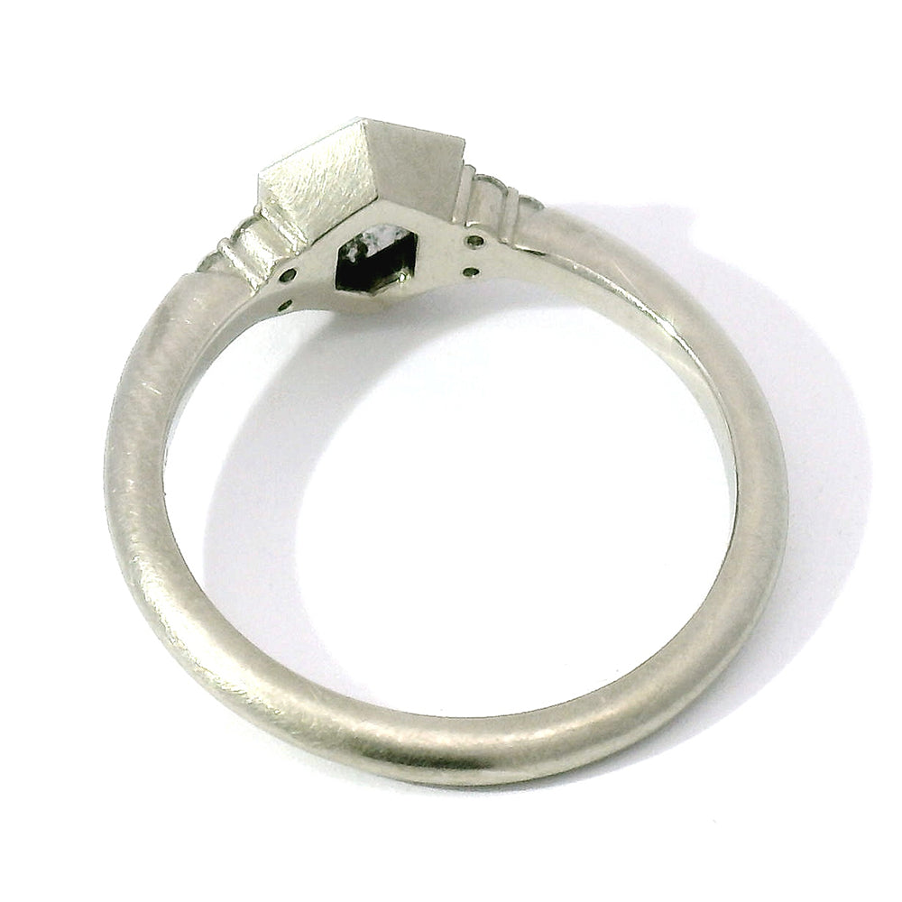 Hexagonal Salt & Pepper Diamond Ring - "Denise"