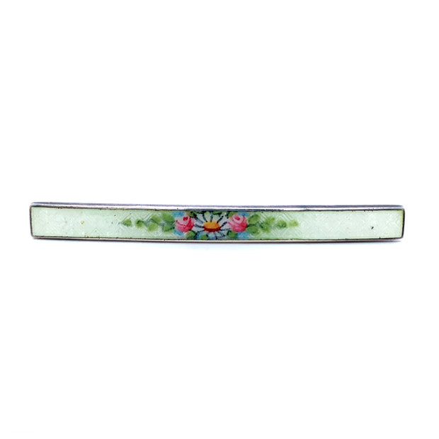 Sterling Silver & Enamel Bar Pin - "Daisy"