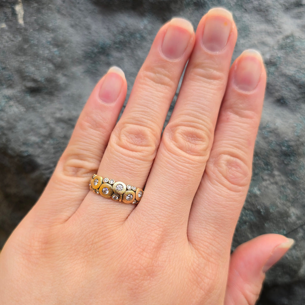 18K Yellow Gold & Diamond Dome Ring - "Candy"