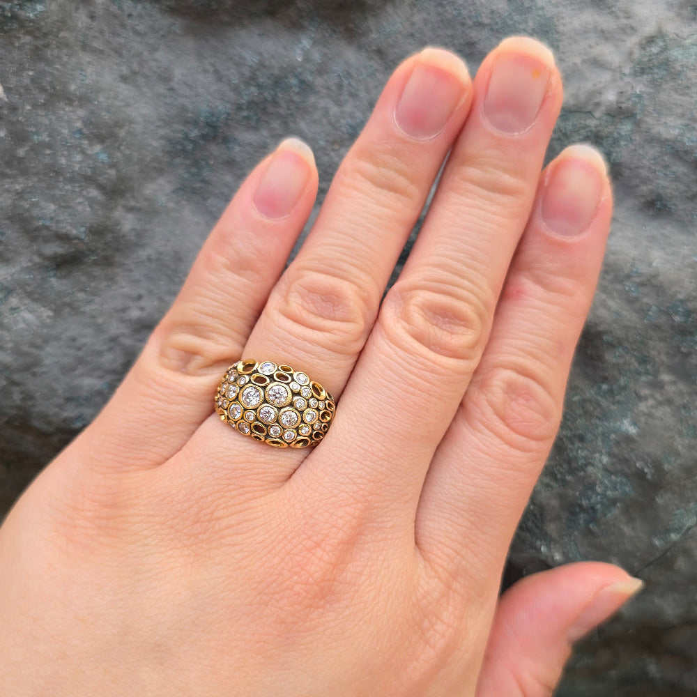 18K Yellow Gold & Diamond Band - "Open Work"