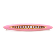 Yellow Gold, Pearl, & Pink Enamel Brooch