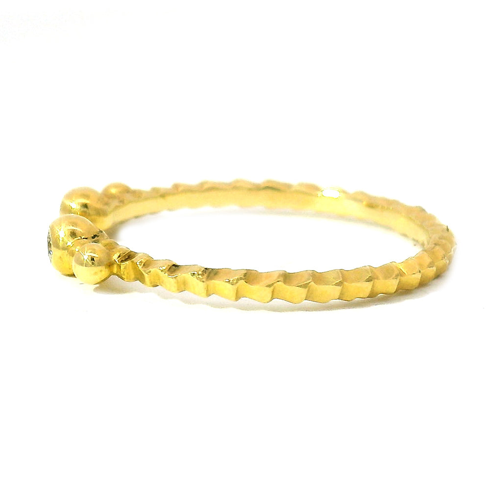 Narrow Opening Yellow Gold Ring Jacket with Diamonds - "Dragon Scale"