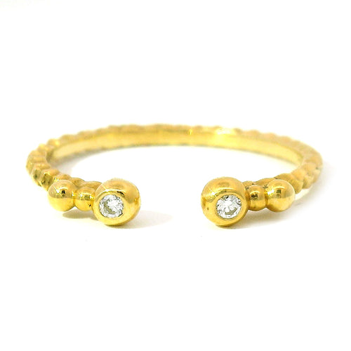 Narrow Opening Yellow Gold Ring Jacket with Diamonds - "Dragon Scale"