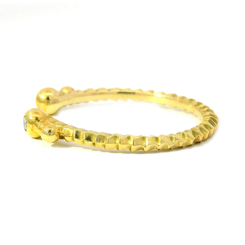 Wide Opening Yellow Gold Ring Jacket with Diamonds - "Dragon Scale"