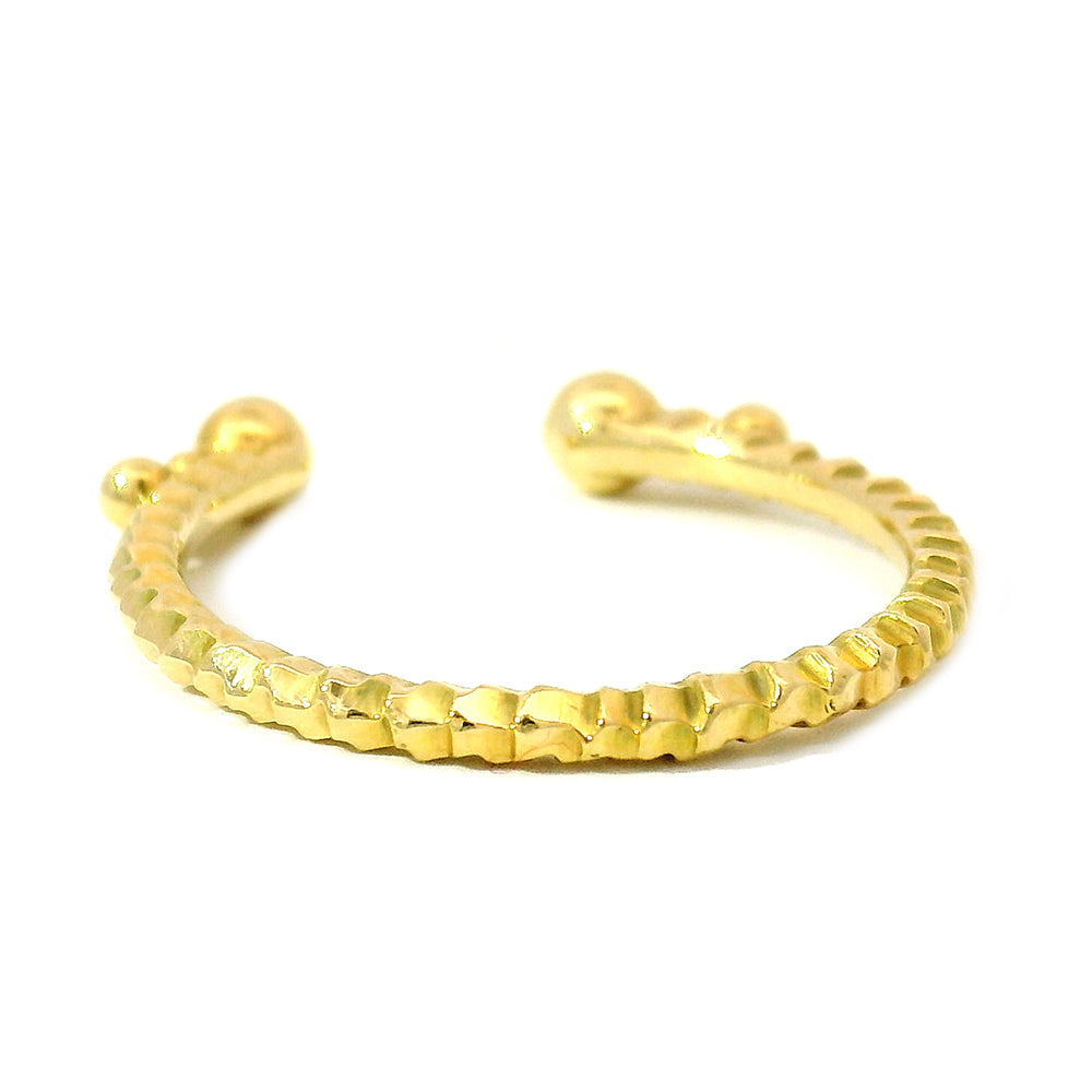 Wide Opening Yellow Gold Ring Jacket with Diamonds - "Dragon Scale"