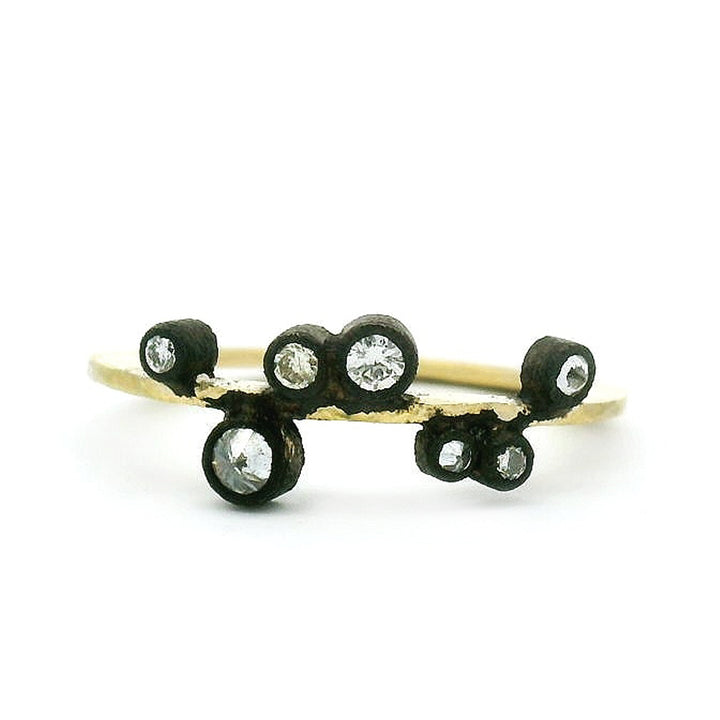 Blackened Gold & Diamond Ring - "Seven Sisters"