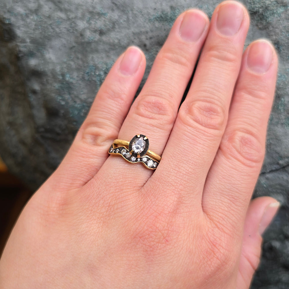Diamond & Yellow Gold Wavy Eternity Band - "Moody Storm"