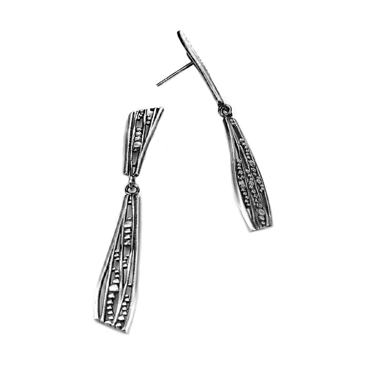 Sterling Silver Stud Drop Earrings - "Bubble"