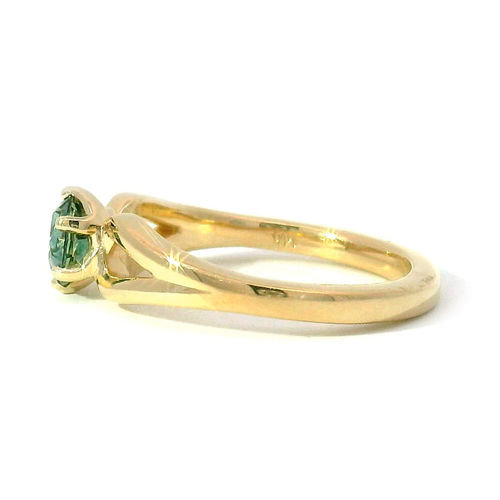 Teal Montana Sapphire & Yellow Gold Ring - "Stag"
