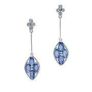 Drop Earrings with Yogo Sapphires - "Blue Windows"