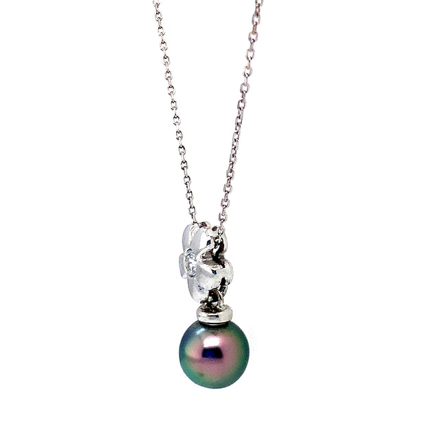 Tahitian Pearl & Diamond Necklace- "Island Bungalow"