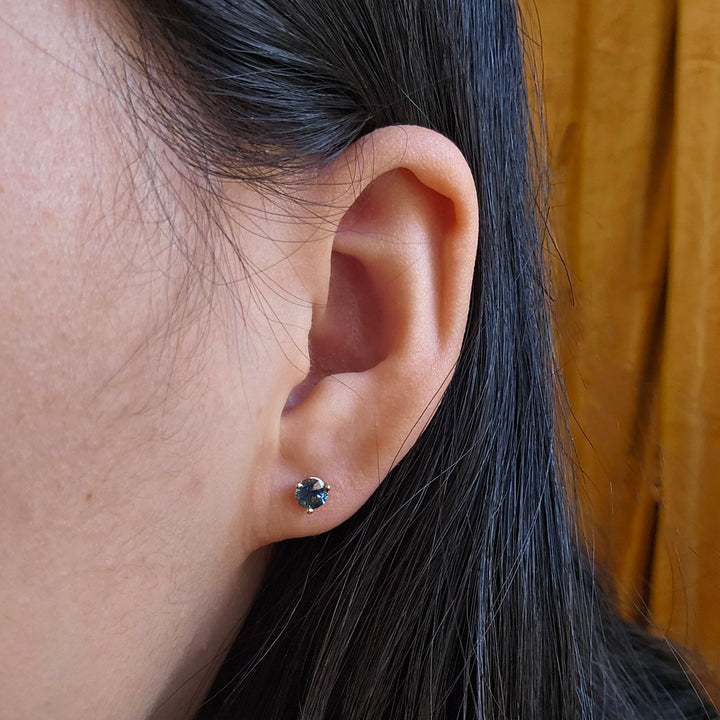 Blue Montana Sapphire & Yellow Gold Earrings - "Gallatin Waters"