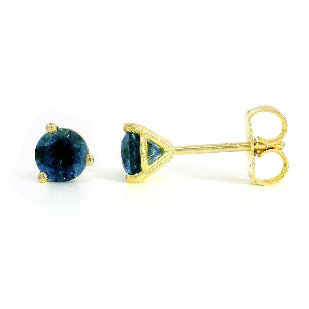 Blue Montana Sapphire & Yellow Gold Earrings - "Gallatin Waters"