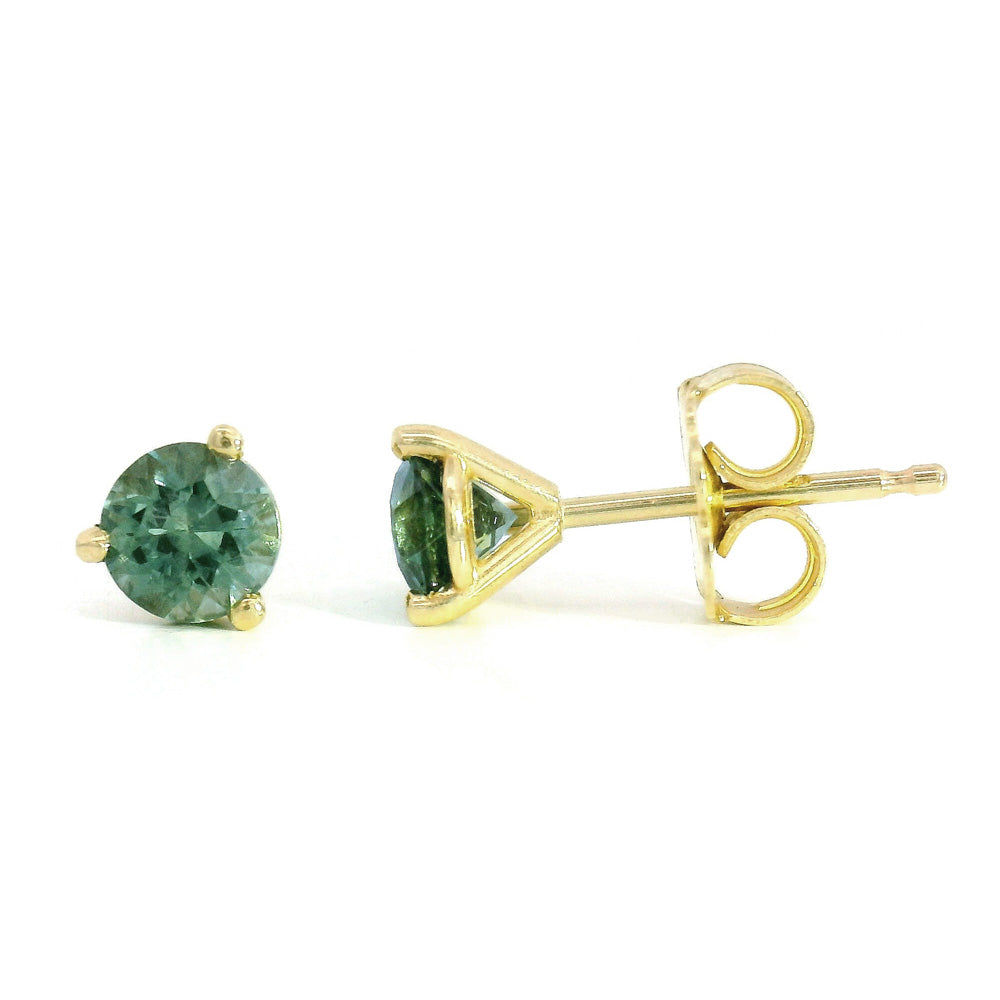 Green Montana Sapphire & Yellow Gold Earrings - "Clark Fork"