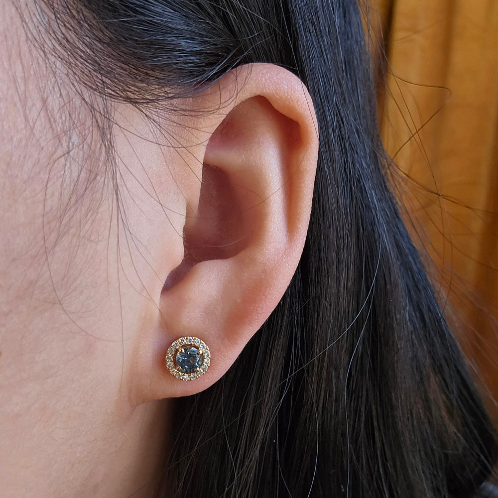 Montana Sapphire Earrings & Diamond Halo Jackets - "Stillwater"