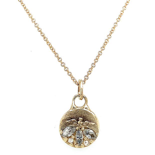 Salt & Pepper Diamond Pendant in Yellow Gold - "Virtues of the Solitary Bird"