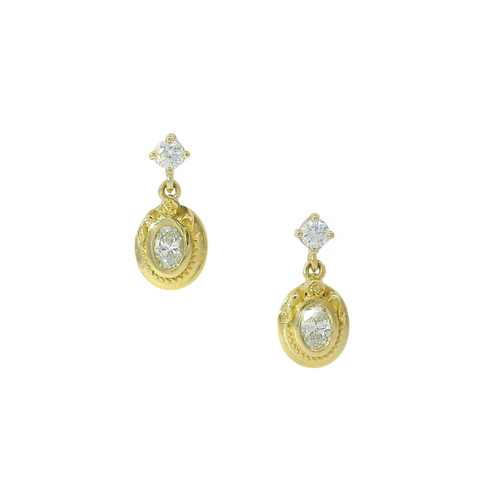 Petite Diamond & Gold Dangle Earrings - "Vanity No. 2"