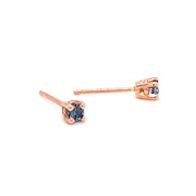 Yogo Sapphire & Rose Gold Stud Earrings - "Blue & Blush"