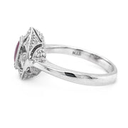 White Gold Diamond and Rhodolite Ring