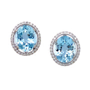 Aquamarine & Diamond Stud Earrings