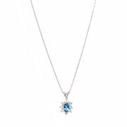 Aquamarine & Diamond Halo Pendant - "Winter Star"