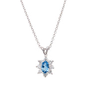 Aquamarine & Diamond Halo Pendant - "Winter Star"