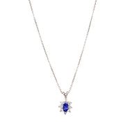 Tanzanite & Diamond Halo Pendant - "Indigo"