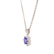 Tanzanite & Diamond Halo Pendant - "Indigo"