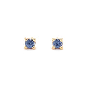 Yogo Sapphire & Yellow Gold Stud Earrings - "Dash of Sky"