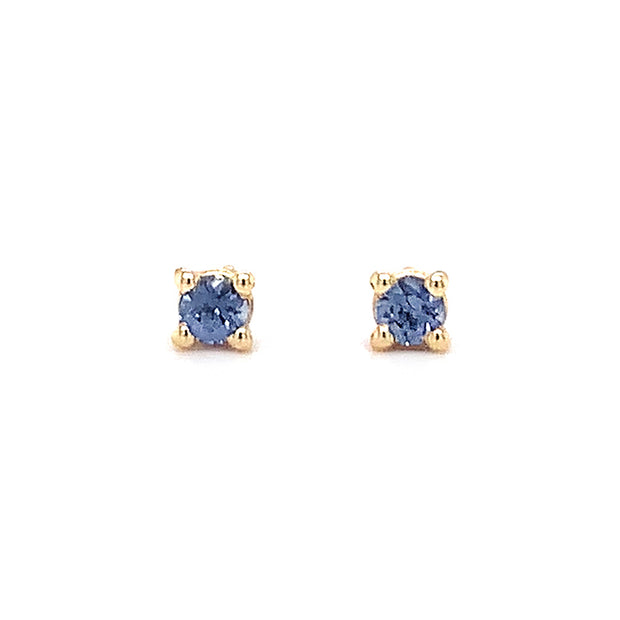 Yogo Sapphire & Yellow Gold Stud Earrings - "Dash of Sky"