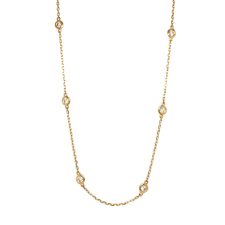 Yellow Gold & Diamond Station Necklace - "Golden Glimmers"