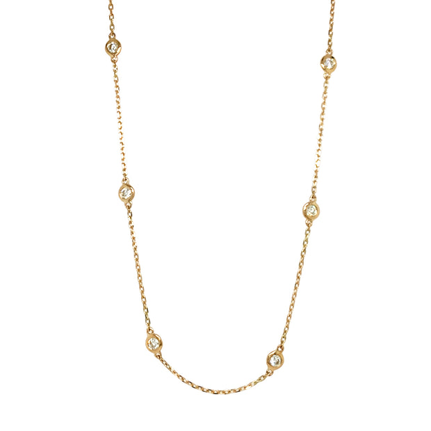 Yellow Gold & Diamond Station Necklace - "Golden Glimmers"