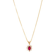 Ruby & Diamond Halo Pendant - "Ruby in Gold"