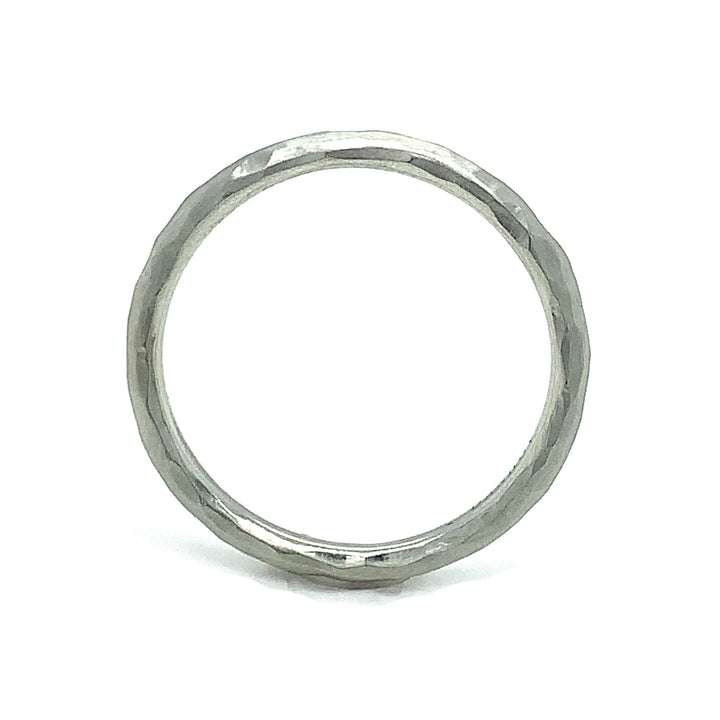 White Gold Thin Hammered Band