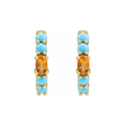 Citrine & Turquoise Gold Hoop Earrings