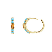 Citrine & Turquoise Gold Hoop Earrings