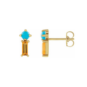 Citrine & Turquoise Gold Stud Earrings