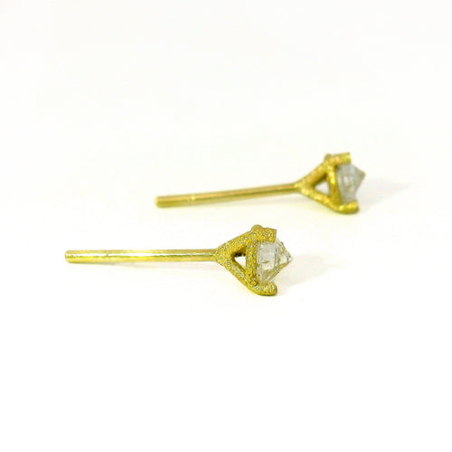Gold Inverted Diamond Stud Earrings – “Turned Light”