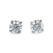 Natural Diamond Four-Prong Stud Earrings - 1.27ctw