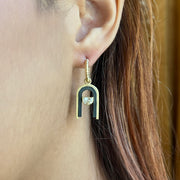 Oxidized Cobalt Chrome and Gold Diamond Earrings