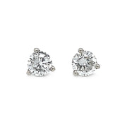 Natural Diamond Three-Prong Stud Earrings - 0.56ctw